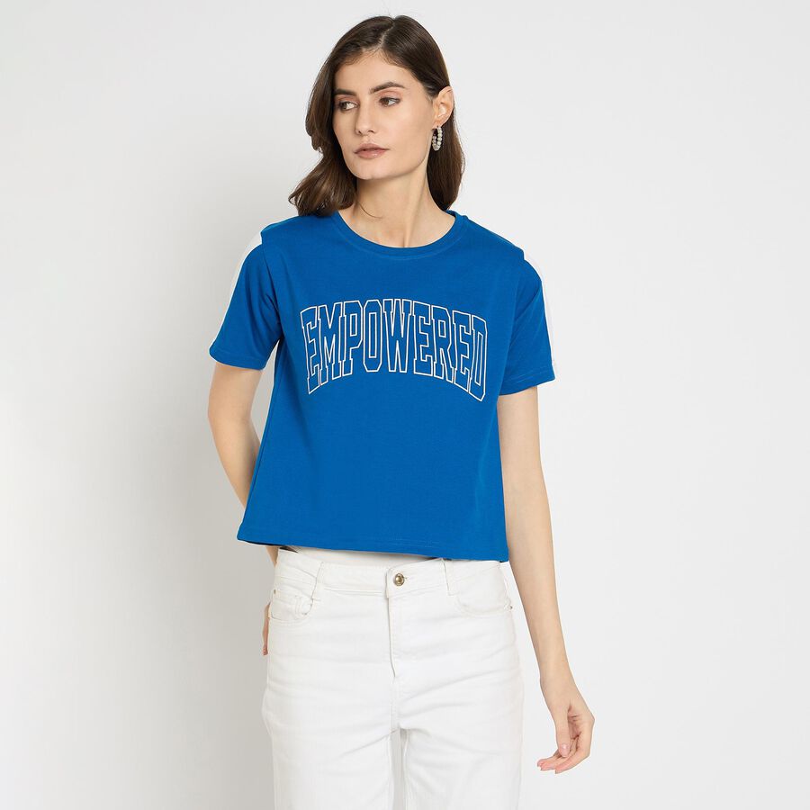 Ladies' Round Neck T-Shirt , Blue, large image number null