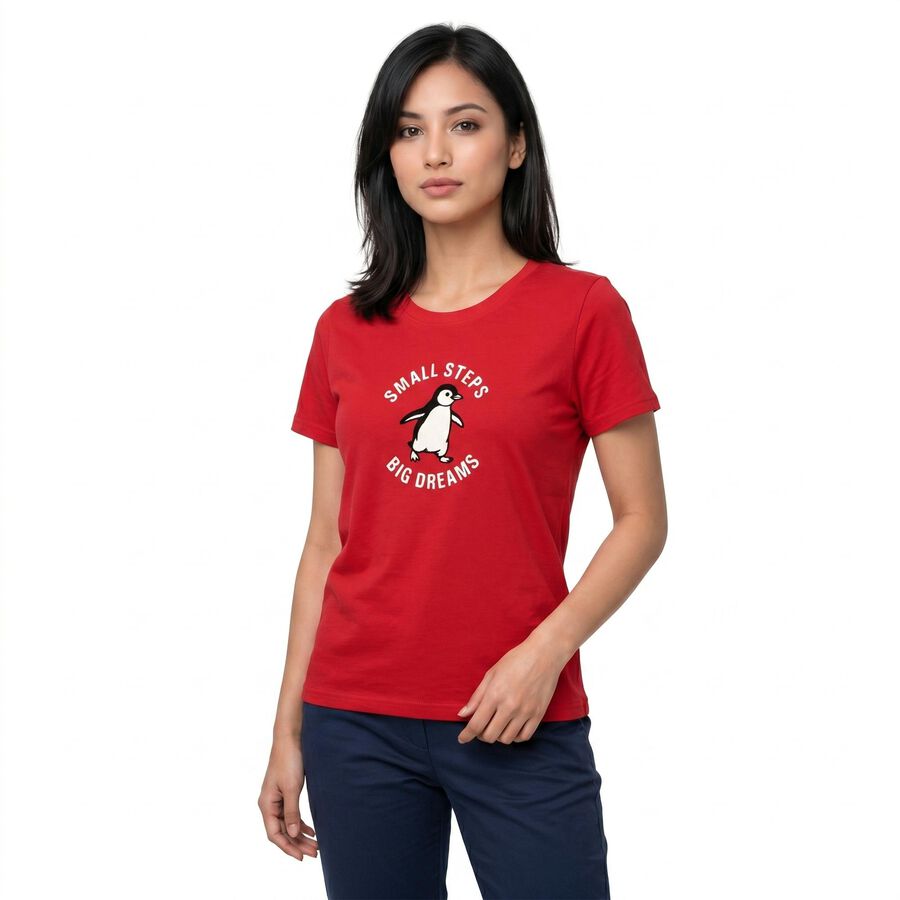 Women's Fuchsia Round Neck Regular T-Shirt, Fuchsia, large