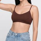 Women's Brown Cotton Blend Scoop Neck Bralette Bra, Brown, small