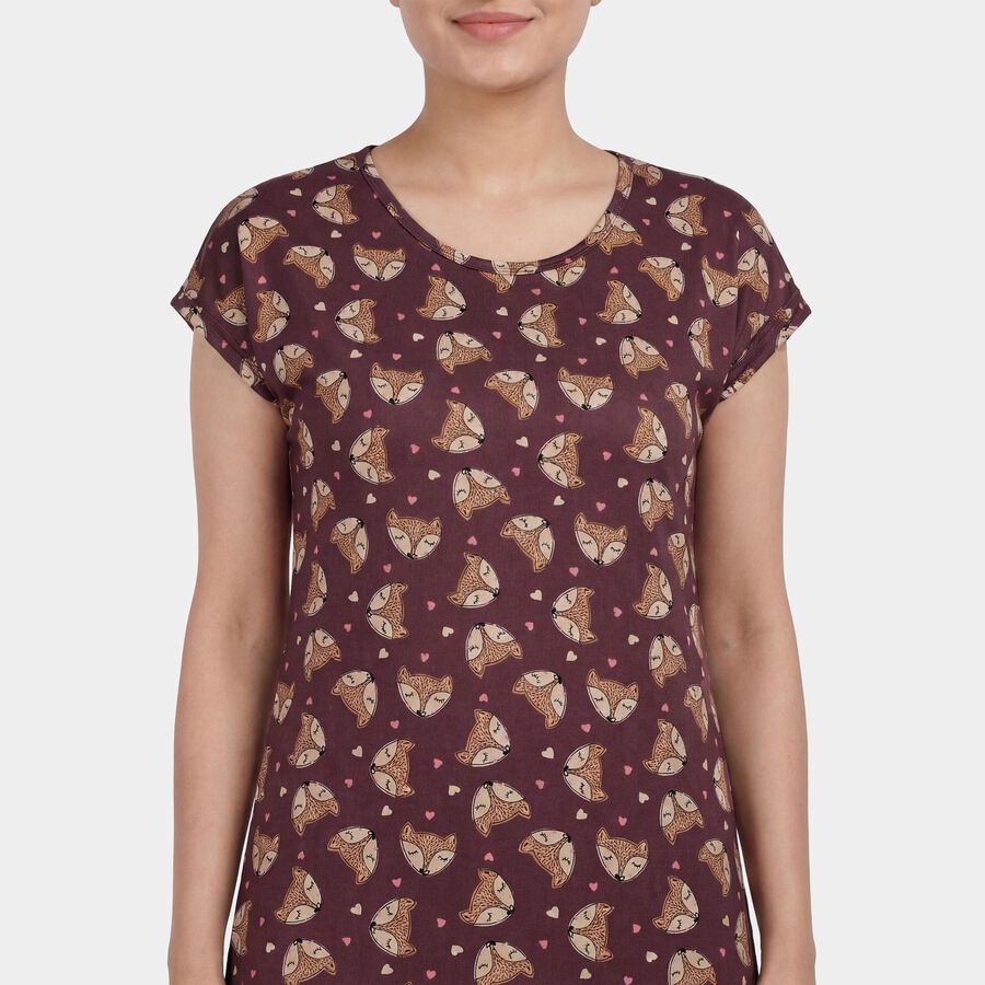 Women's Purple V-Neck Classic Nighty, Purple, large