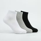 Men's Ankle Length Regular Fit Solid Pack of 3 Socks ( Black, Grey, White ), काला, small