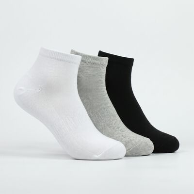 Men's Ankle Length Regular Fit Solid Pack of 3 Socks ( Black, Grey, White )