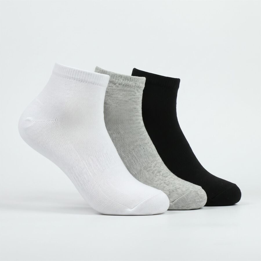 Men's Ankle Length Regular Fit Solid Pack of 3 Socks ( Black, Grey, White ), काला, large