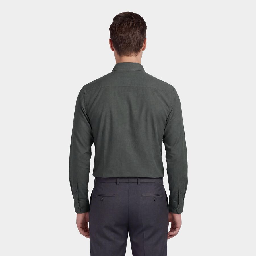 Men's Dark Green Spread Collar Formal Shirt, Dark Green, large