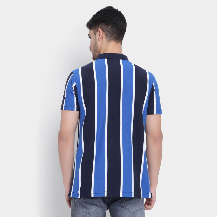 स्ट्राइप्स पोलो शर्ट, नेवी ब्लू, large image number null
