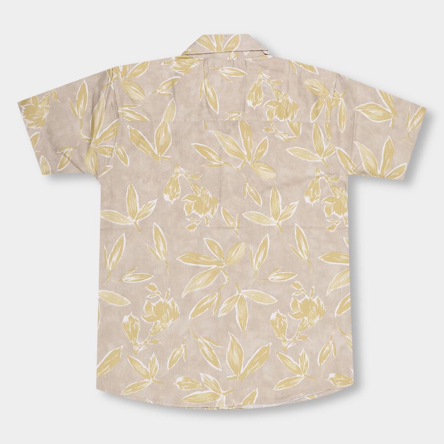 Boys' Muted Beige Cotton Classic Casual Shirt, गहरा पीला, large image number null