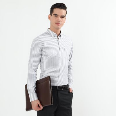 Men's Light Grey Button Down Classic Formal Shirt