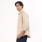 Men's Light Beige Classic Collar Casual Shirt, Beige, small image number null