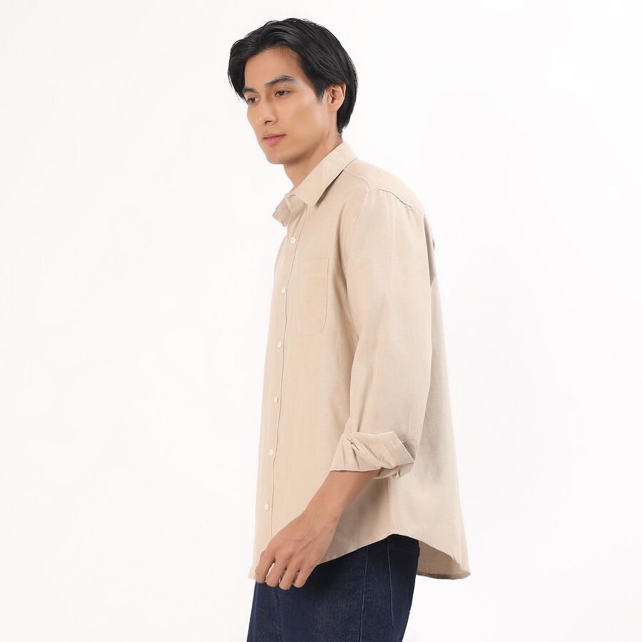 Men's Light Beige Classic Collar Casual Shirt, Beige, large image number null