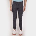 Solid Slim Fit Casual Trousers, Dark Grey, small image number null