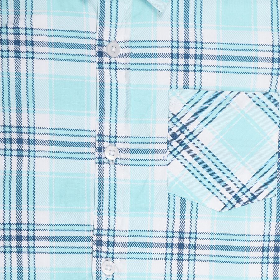 Boys' Light Aqua Cotton Regular Collar Casual Shirt, Light Green, large image number null