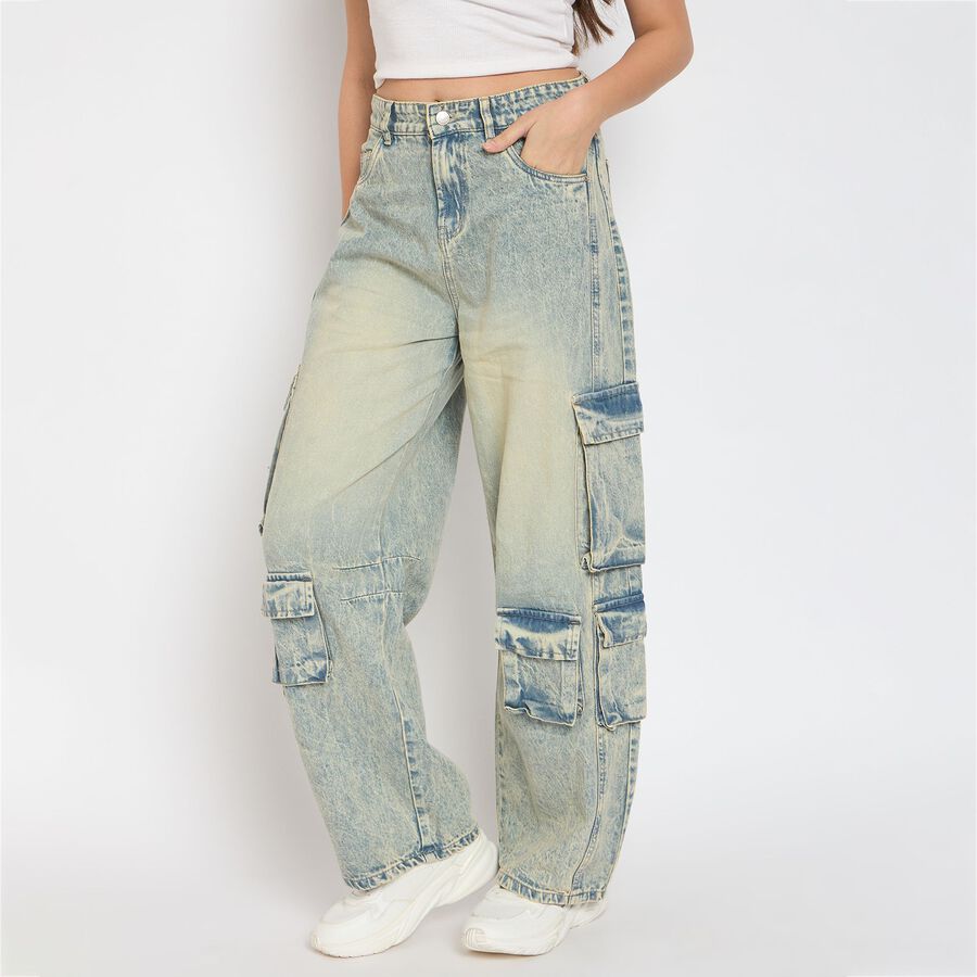 Ladies' 100% Cotton Jeans , Ice Blue, large image number null