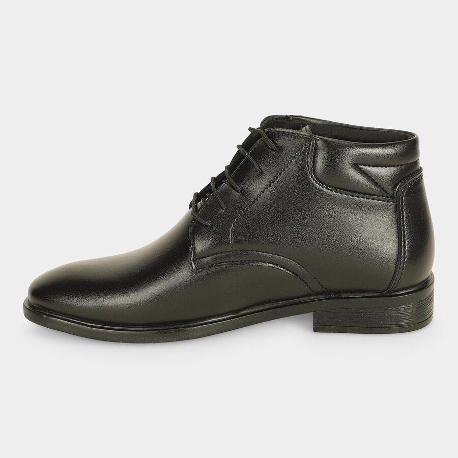 Men's Black Lace-Up Derby Formal Shoes, काला, large