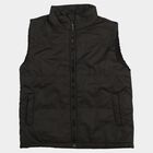 Boys Black Stand Collar Puffer Jacket, Black, small