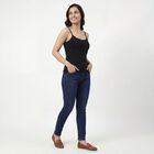 Women's Black Cotton Blend Scoop Neck Slip, काला, small