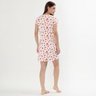 Women's Soft White Round Neck Casual Nighty, ऑफ व्हाइट, small