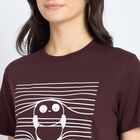 Ladies'  Stripes Round Neck T-Shirt, Brown, small