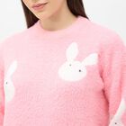 Women's Bright Pink Crew Neck Casual Pullover, Pink, small image number null