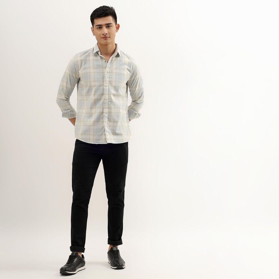 Men's Light Grey Cotton Regular Collar Casual Shirt, Light Grey, large image number null