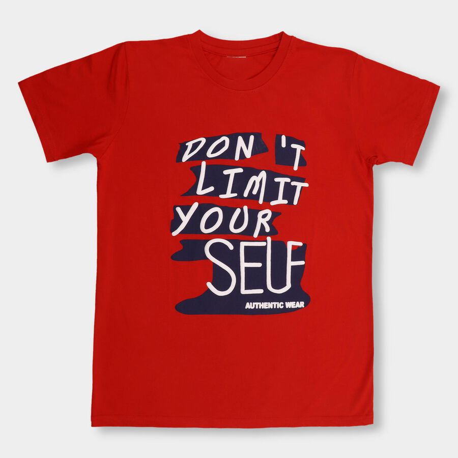 Boys' Half Sleeves T-Shirt , लाल, large image number null