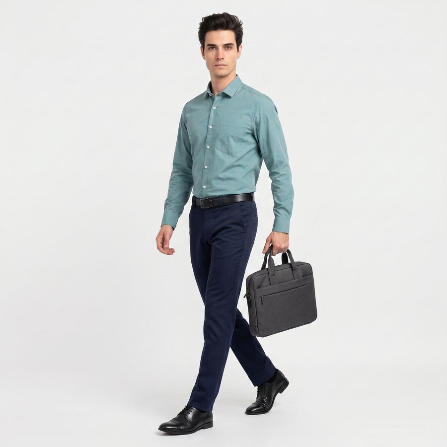 Men's Teal Formal Shirt, टील ब्लू, large