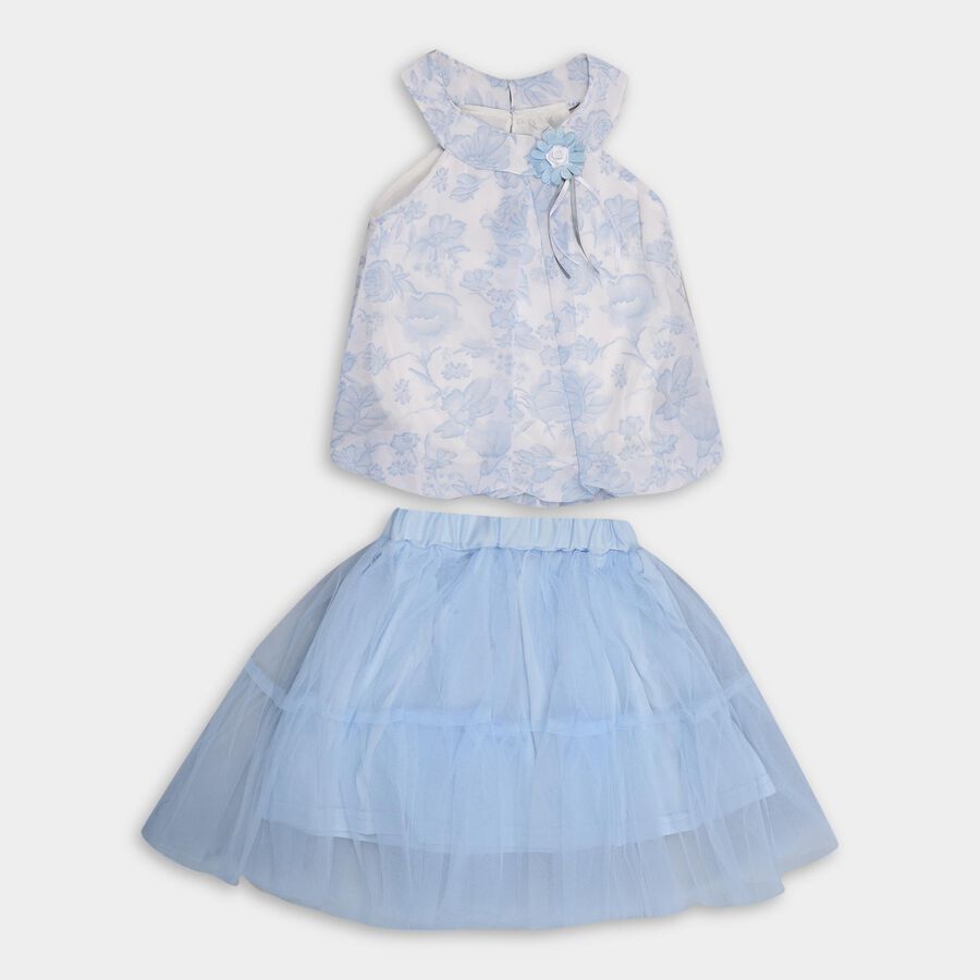 Girls' Top Skirt, Light Blue, large