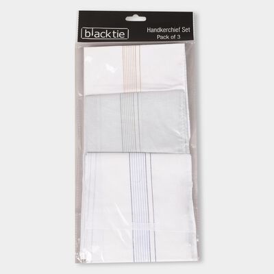Men's Grey Cotton Handkerchief Set