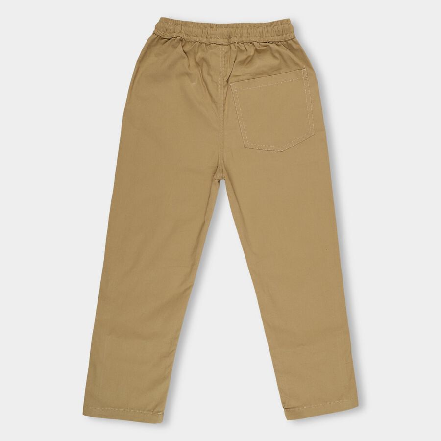 Boys' Muted Khaki Regular Fit Cross Pocket Trousers, Khaki, large image number null