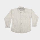 Boys Cream Cotton Long Sleeve Collar Shirt, ऑफ व्हाइट, small