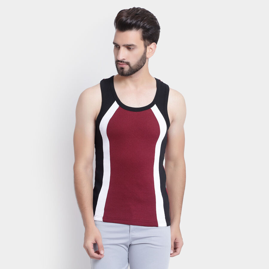 Cotton Sleeveless Gym T-Shirt, Maroon, large image number null
