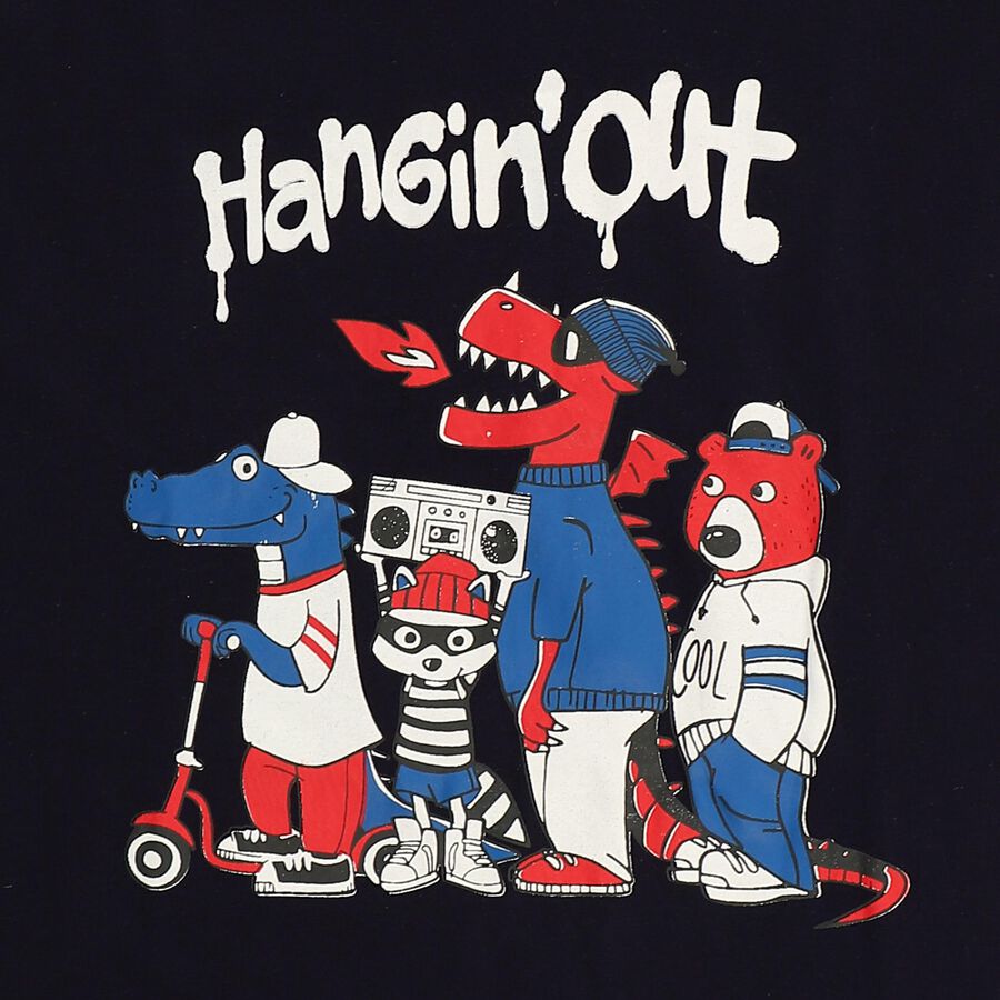 Boys Deep Midnight Navy Blue Cotton Crew Neck Casual T-Shirt, Navy Blue, large