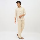 Men's Beige Cotton Classic Casual Shirt, Off White, small