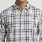 Men's Off-White Cotton Button-Down Casual Shirt, Off White, small