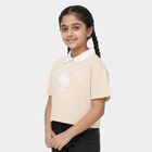 Girls Light Beige Cotton Polo Neck Casual T-Shirt, Light Grey, small image number null