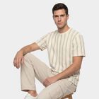 Men's White Round Neck Regular T-Shirt, Off White, small