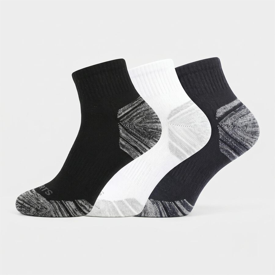 Men's Regular Fit Striped Pack of 3 Socks ( Blue, White, Black ), Navy Blue, large