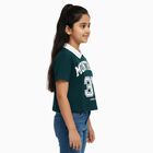 Girls Dark Green Cotton Polo Neck Casual T-Shirt, गहरा हरा, small