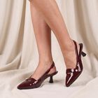 Women's Maroon Slingback Pointed Toe Heels, Maroon, small