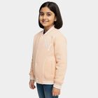 Girls Light Pink Ribbed Neck Casual Sweatshirt, हल्का गुलाबी, small image number null
