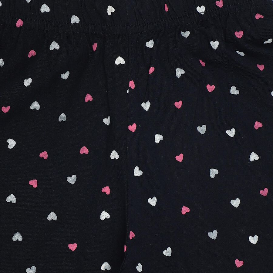 Girls Navy Blue Regular Fit Heart Printed Pyjama, नेवी ब्लू, large