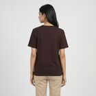 Women's Wine Cotton Round Neck Regular T-Shirt, वाइन, small