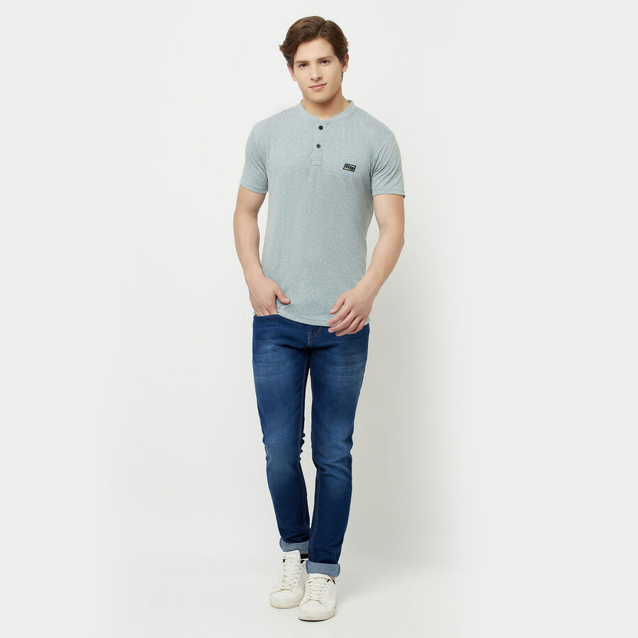 Solid Henley T-Shirt, Light Grey, large image number null