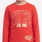 Boys Red Cotton Blend Crew Neck Regular Boys T-Shirt, Red, small