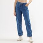 Women's Slim Fit High Waist Jeans, मध्यम नीला, small