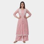 Women's Pink Round Neck Solid Kurta, Light Pink, small