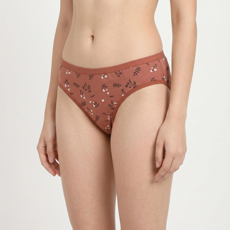 Women's Brown Regular Fit Printed Panty, भूरा, large