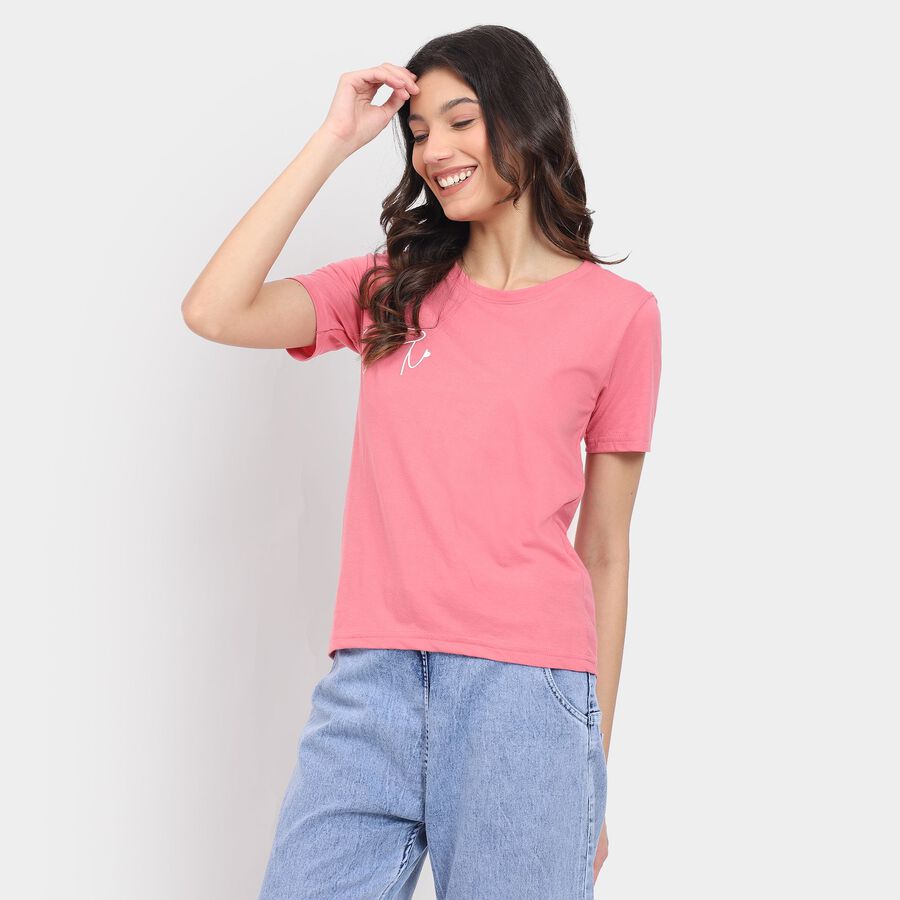Ladies' Round Neck T-Shirt , Pink, large image number null