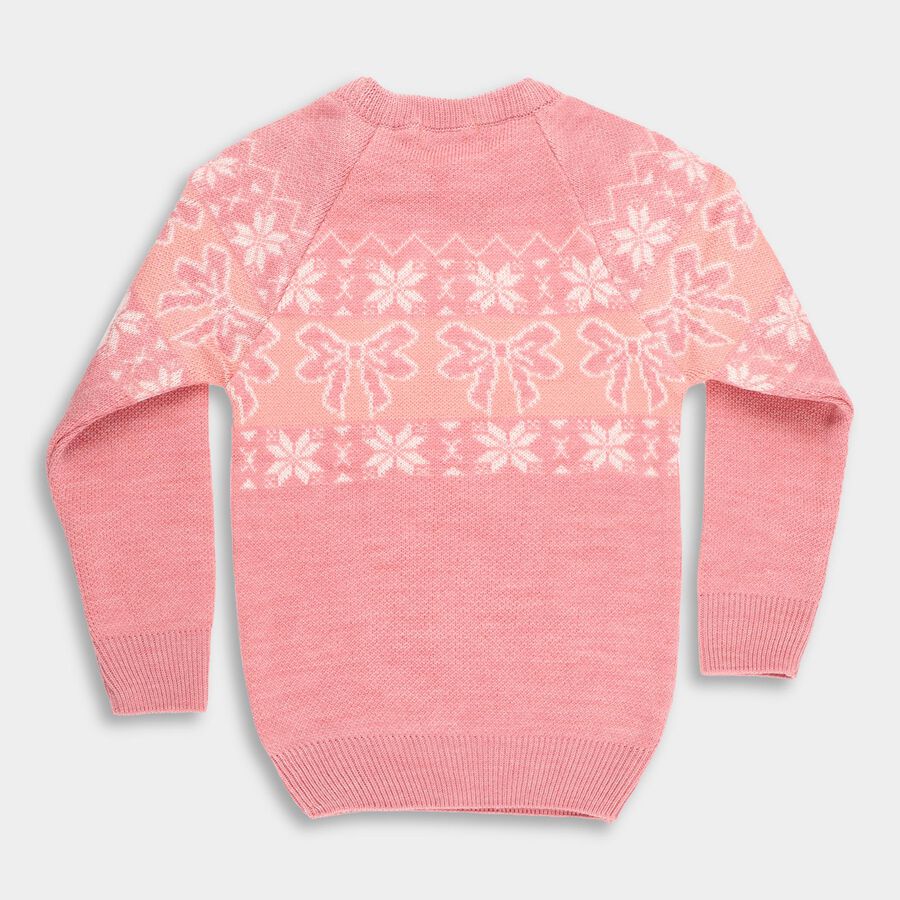 Girls' Soft Pink Crew Neck Knit Pullover, Lilac, large image number null