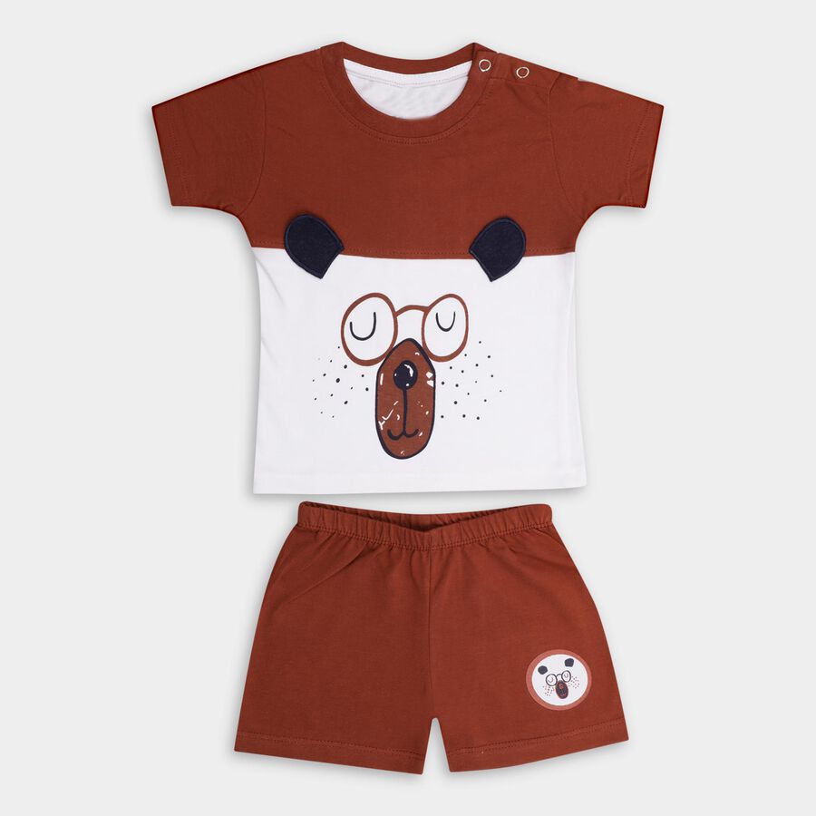 Infant Boys' 100% Cotton Baba Suit , Brown, large image number null