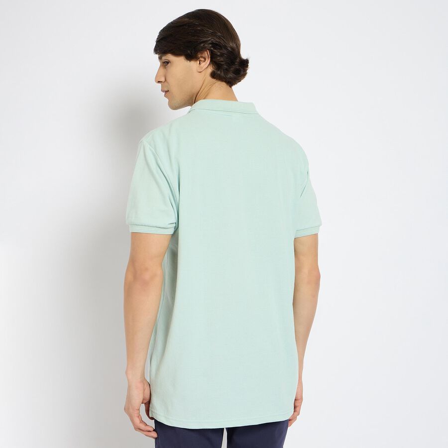 Men's Collared Half Sleeves T-Shirt , एक्वा, large